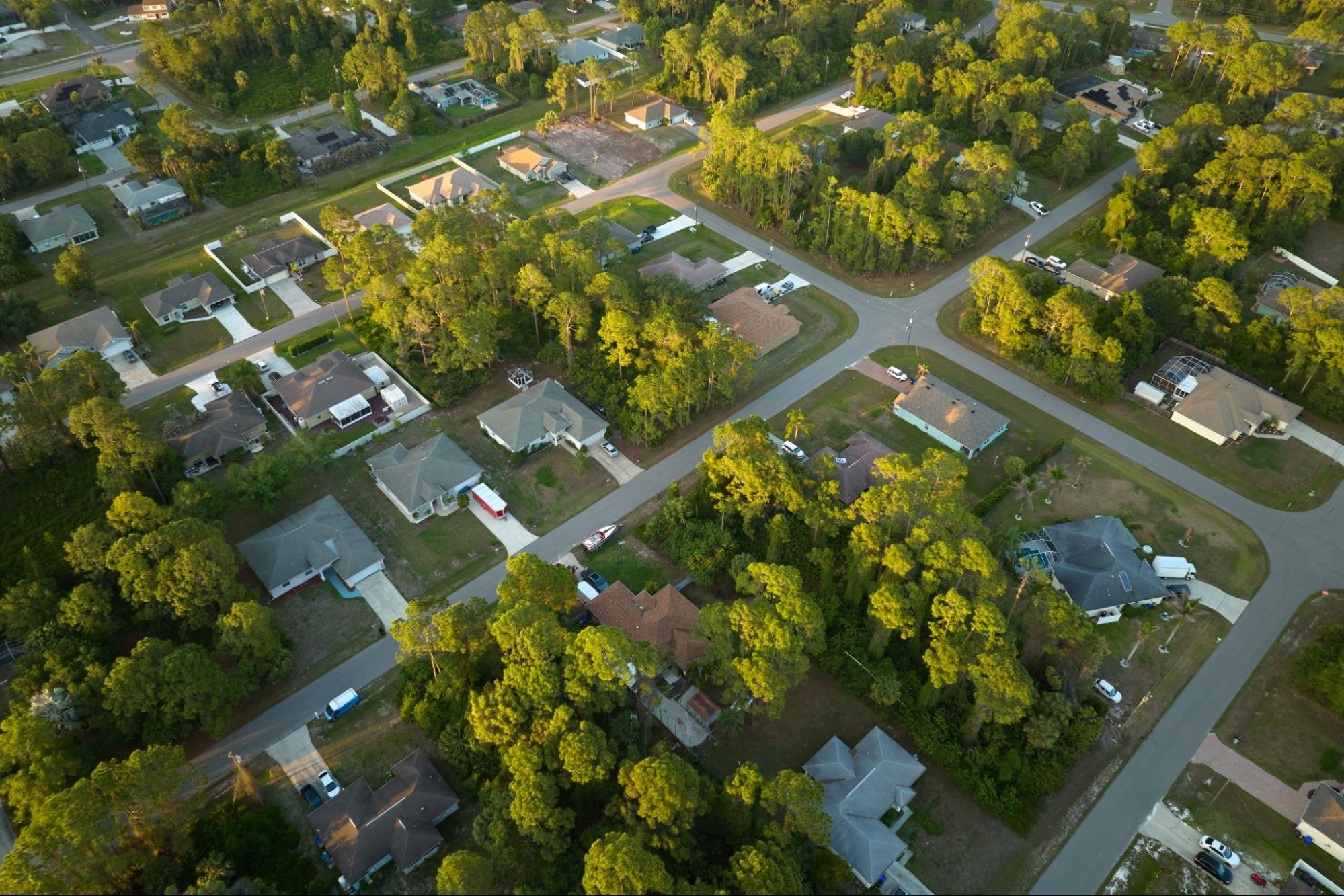 aerial view of residential land