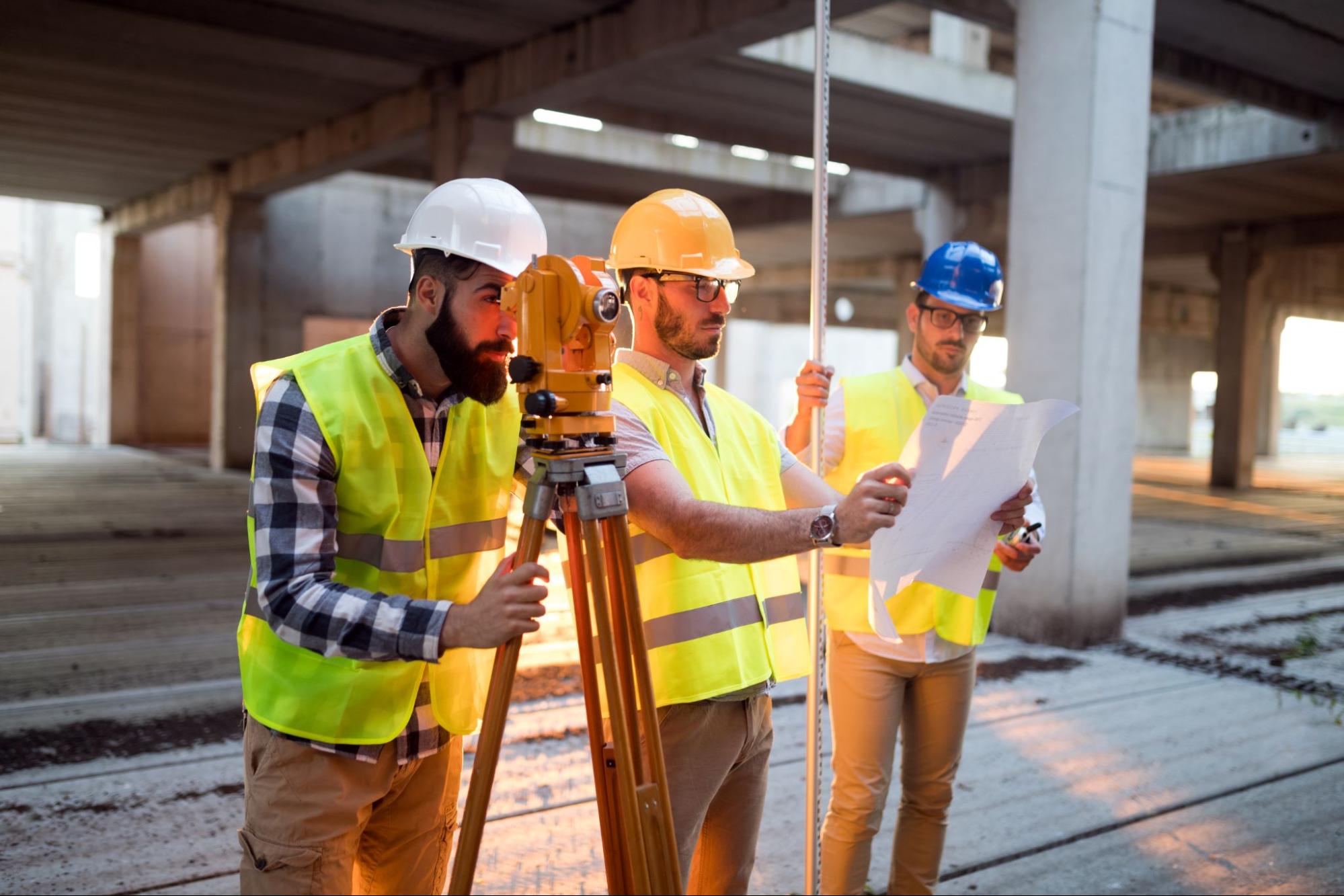 engineers working on building site
