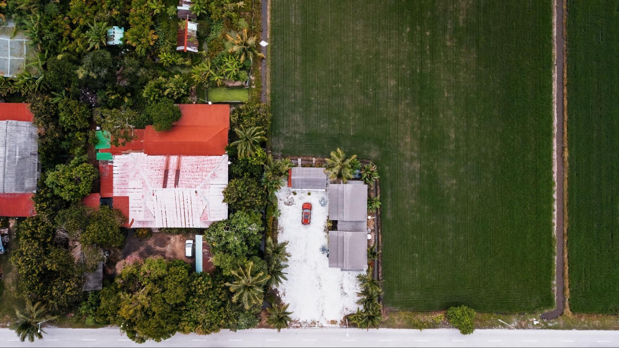 drone shot of properties