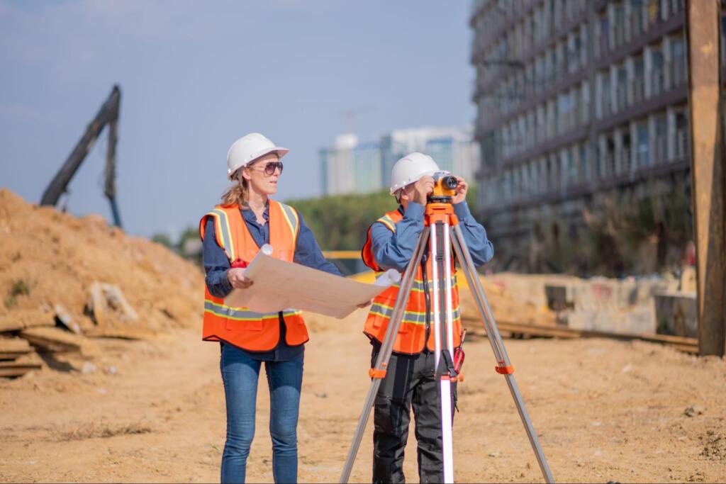 commercial land surveyor at work