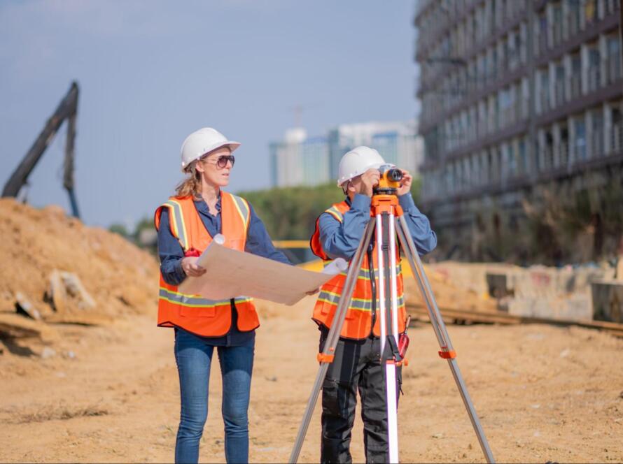 commercial land surveyor at work