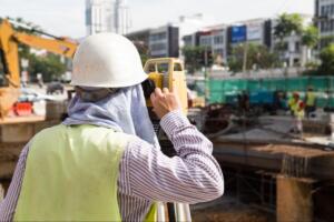 professional and licensed land surveyor at work
