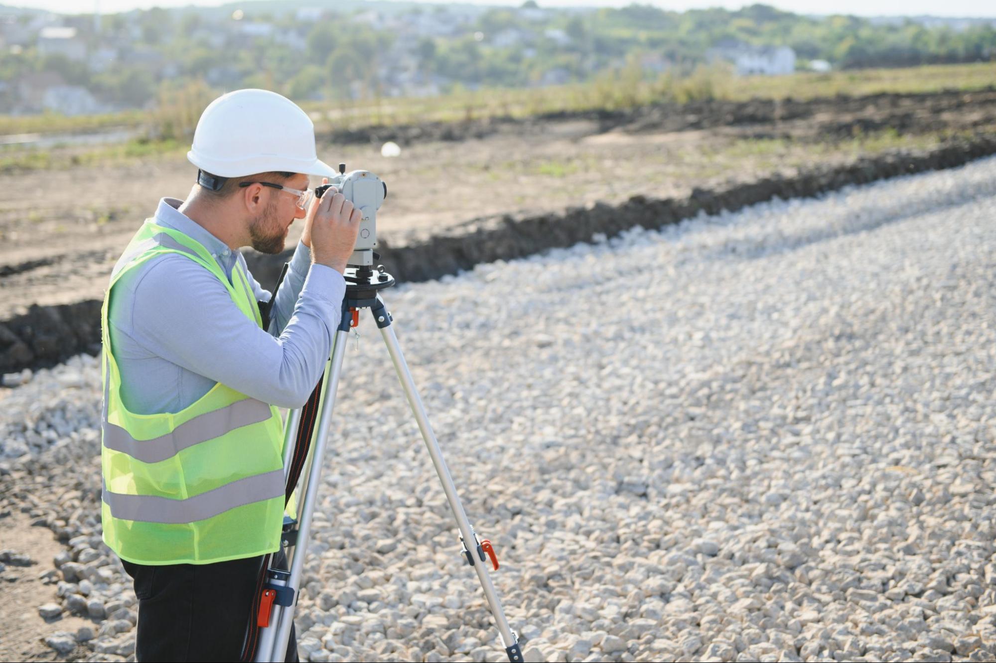professional land surveyor at work
