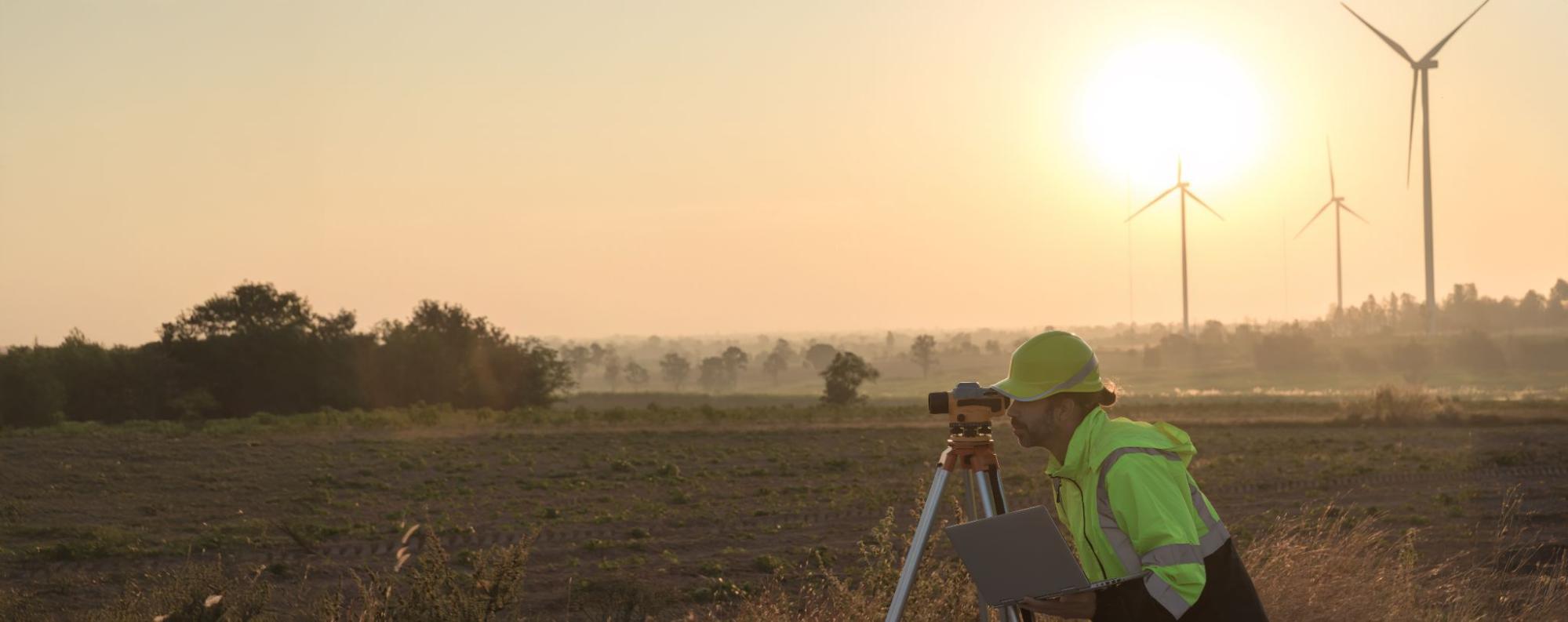 certified land surveyor at work