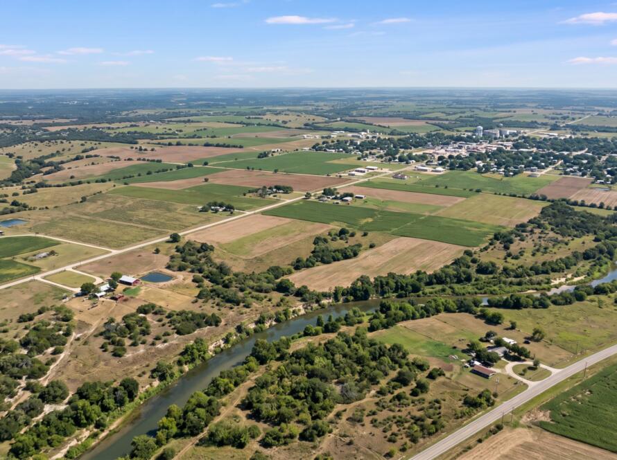 aerial view of land, representing the need to schedule land survey near me