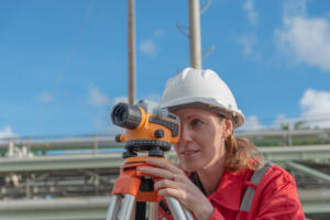 surveyor using a total station representing Trusted land survey service providers in South Texas