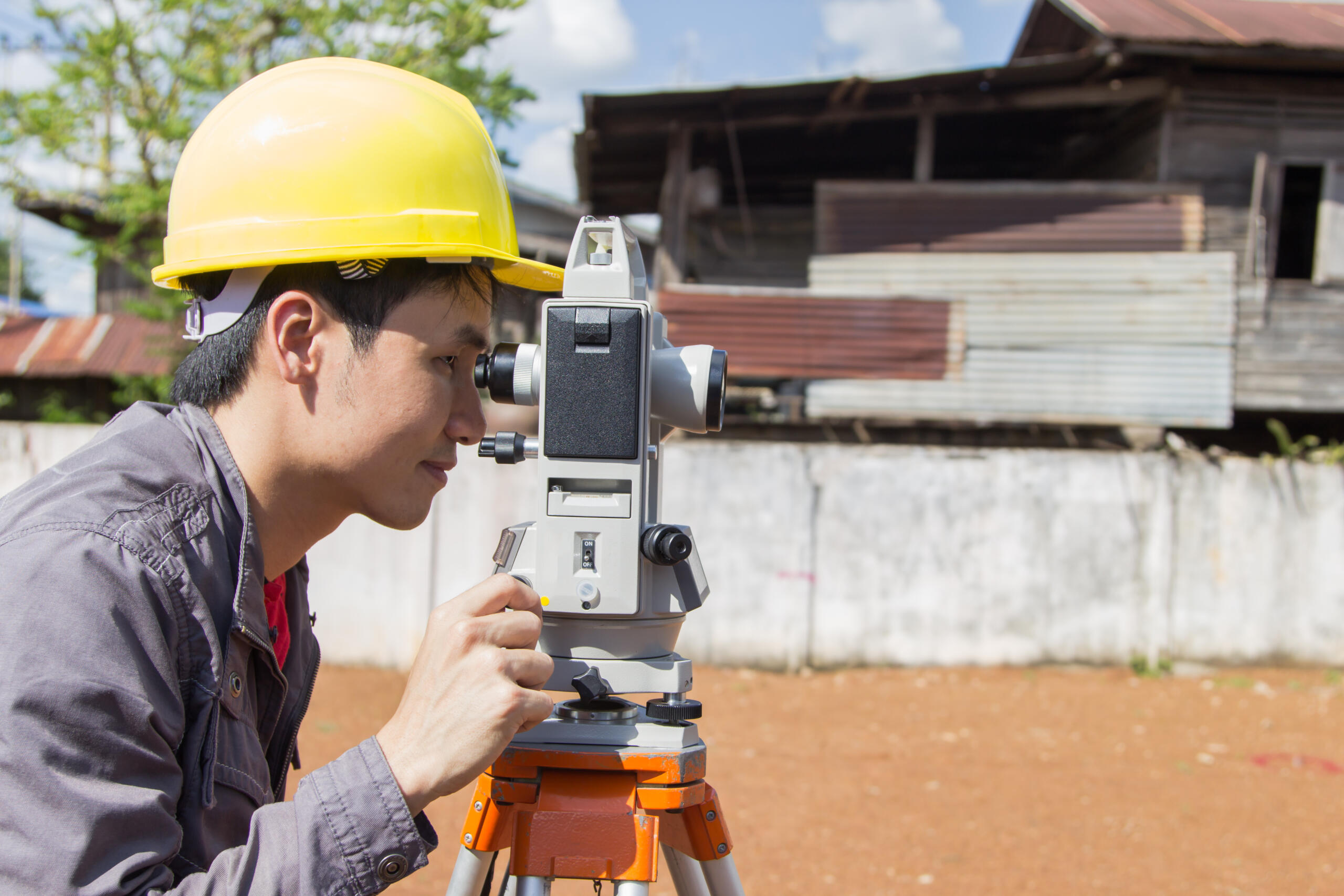 land surveying professional at work