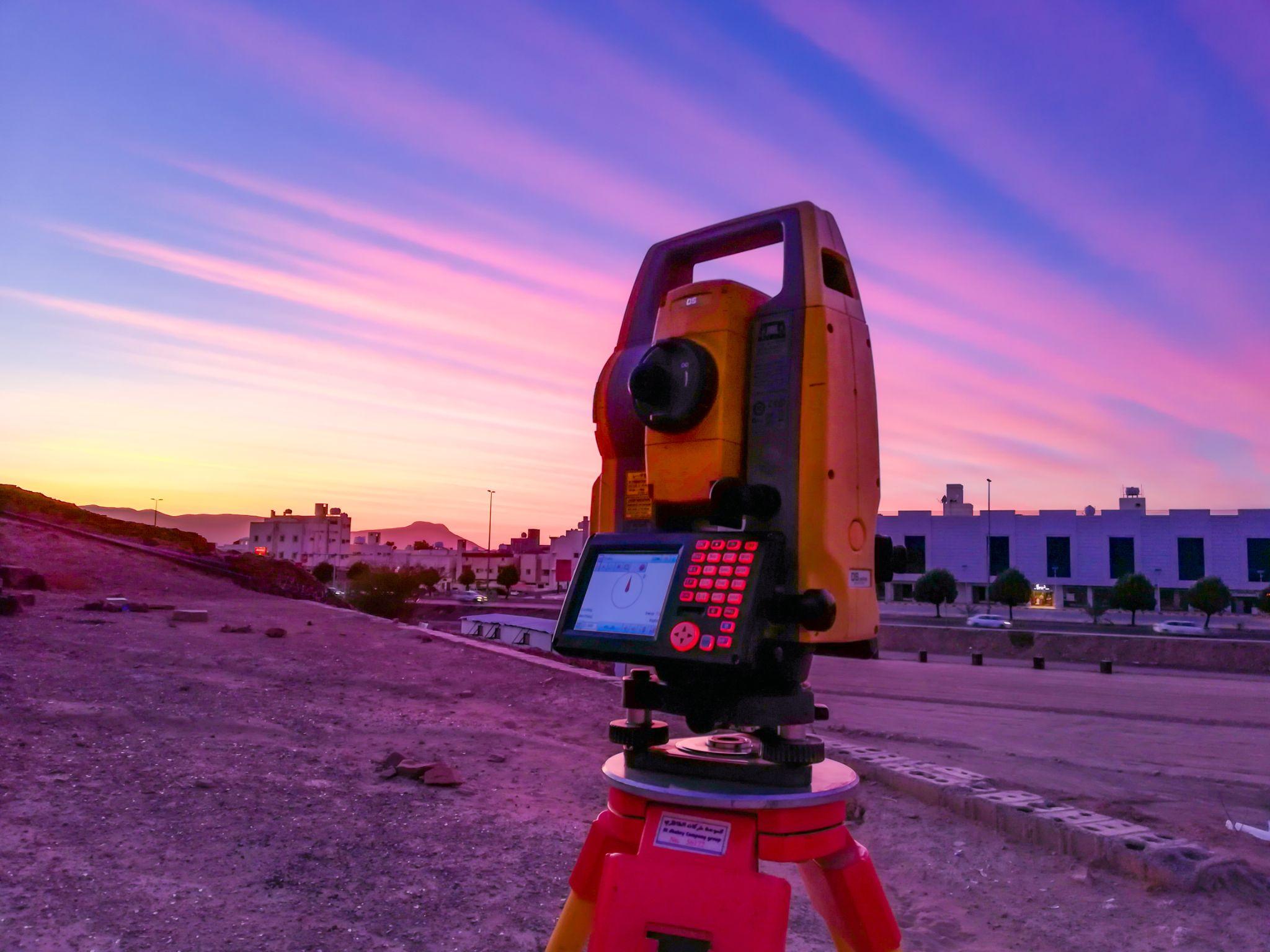 theodolite at sunset