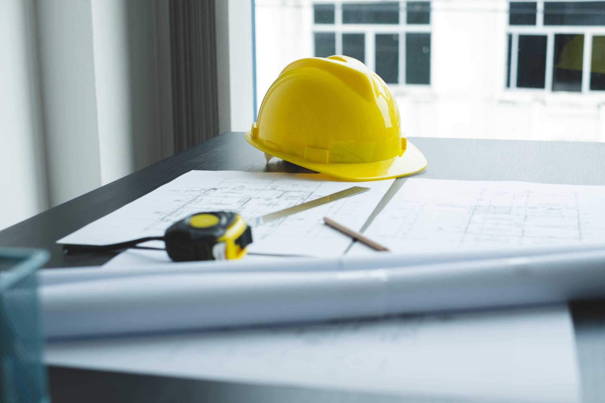 Survey plans and safety equipment prepared for a South Texas construction project